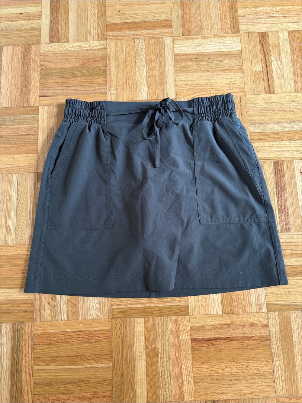 Apana Black Mini Skirt with Drawstring Waist